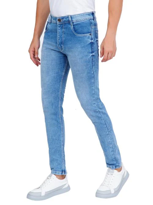 BEZLER Men's Slim Fit Light Blue Jeans l Men's Jeans l Slim Fit Jeans l Solid Denim Light Blue Jeans For Men's