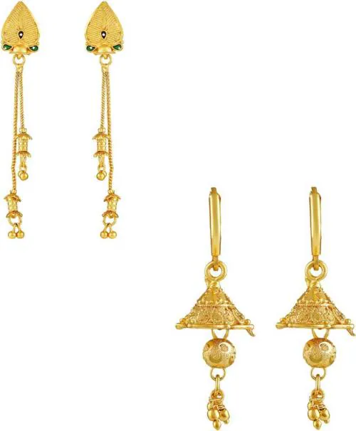 Asmitta Jewellery Gold-Plated Earring Set Gold Earrings (Women And Girls) (Pack Of 2 Pair) - JioMart