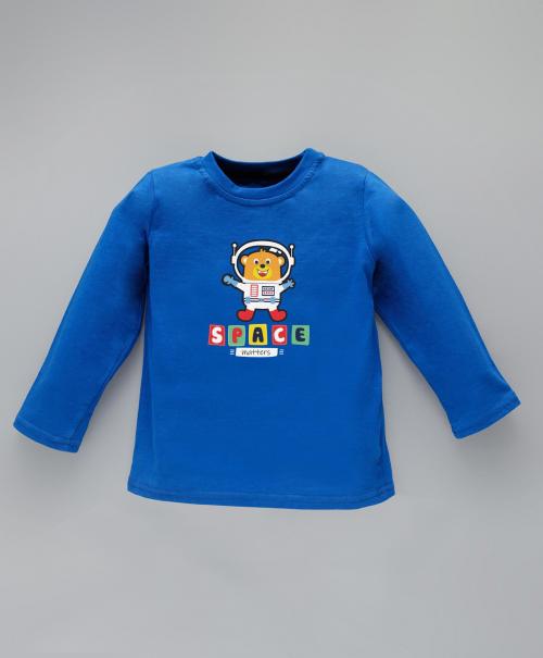 Kavee Boys Blue Graphic Print Pure Cotton T-Shirt