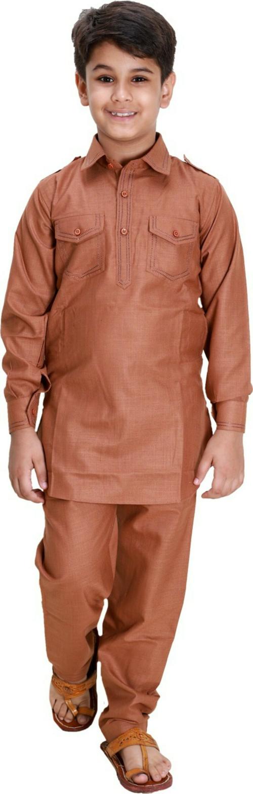 Buy Fourfolds Boys Full Sleeve Kurta and Pyjama Set Online at Best