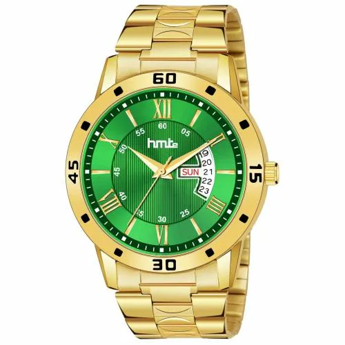 HMTe HM-4122 Green Dial Golden Chain D&D Analog Watch for Men