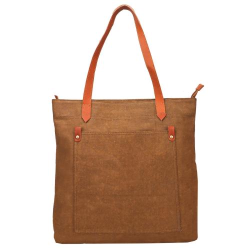 CANVAS CULTURE Unisex Waxed Canvas Tote Bag | Leather Handle |PureLeather Strap |Canvas Shoulder Bag | 14 inches *3 inches* 15 Inches(L*W*H,)|Perfect for College, Office, Travel, Yoga, Beach, Mall