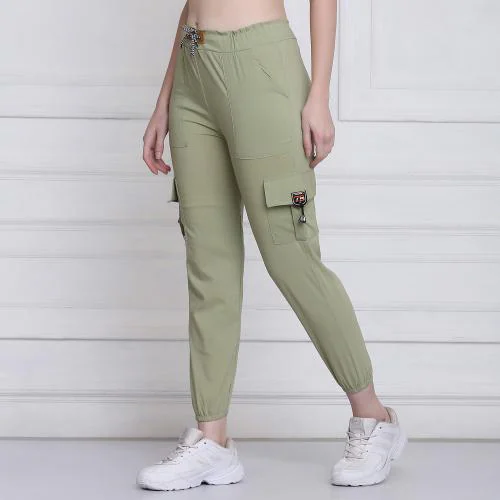 BuyNewTrend Light Green Toko Lycra Jogger Pant For Women