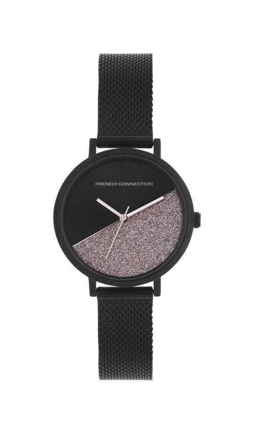 French Connection Analog Black Dial Black Strap Watch For Women