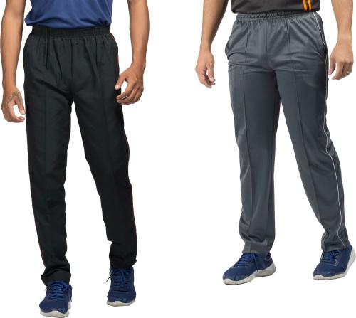 estro Men Black, Grey Solid Polyester Track Pants
