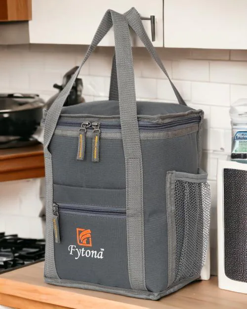 Fytona Lunch Tiffin Bag For School Office Picnic Travel Waterproof Lunch Bag (Grey, 7 L)