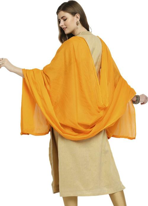 Buy Dupatta Bazaar Women Yellow Solid Pure Cotton Dupatta Online at
