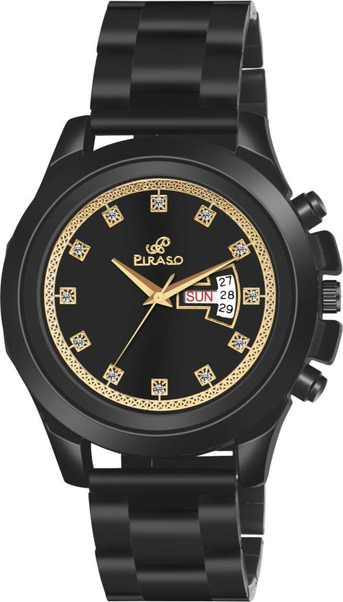 PIRASO Analog Black Dial Black Strap Watch for Men and Boys