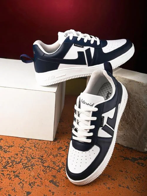 ASTEROID Colorblock Premium Shoes Navy Blue Partywear Casual Fancy Sneaker For Men.