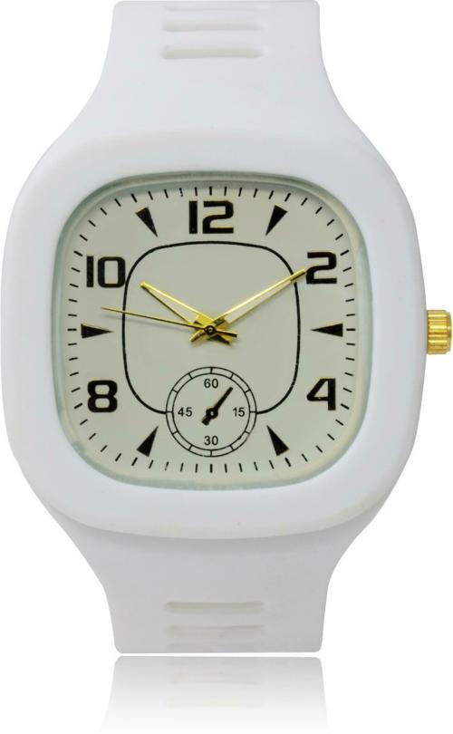 OM DESIGNER Wrist Watch White Dial White Strap Watch for Men and Boys