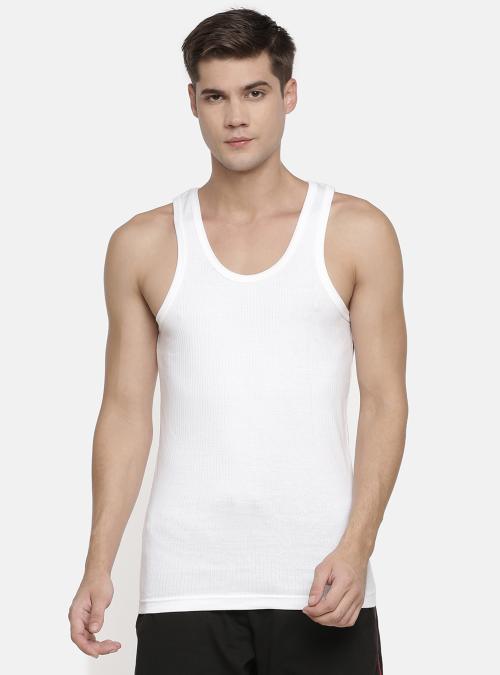 Rupa Macroman M Series Men's White Solid 100% Cotton Pack of 2 Vest
