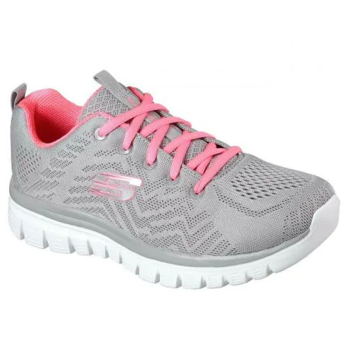 Skechers Women Graceful-Get Connected Gray/Coral Sports Shoe
