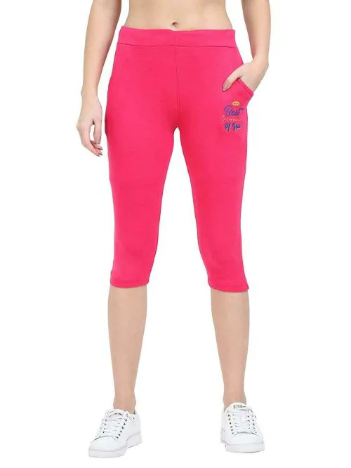 Alphabet Women Pink Cotton Track Pants (Size M)