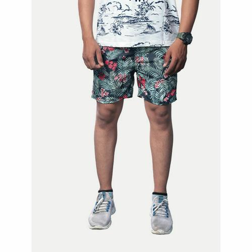 Rad Prix Men Printed Beach wear shorts - Green Colour