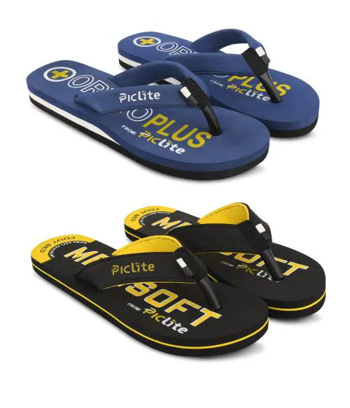Piclite slipper chappal flip flop for women and girls daily use hawai chappal ortho care fabrication soft foot pain relief slipper for ladies pack of 2 (POLKRV-N-size-7)