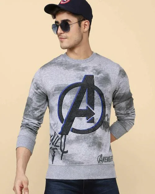 Free Authority Men Avengers Printed Grey Sweatshirt