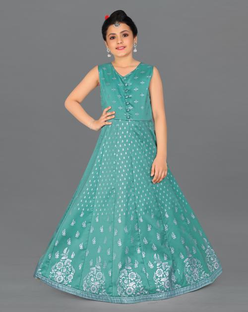 Fashion Dream Girls Rama Foil Printed Taffeta Dress | Dresses | Kids Wear | Girls Dress | Kids Dress | Dress | Dresses For Girls | Maxi Dress | Kids Girls Dress