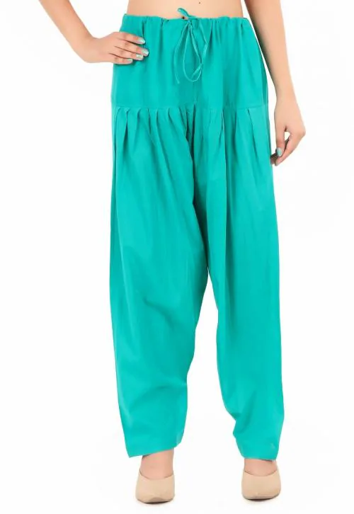 CO COLORS Women Sea Green Solid Pure Cotton Salwar