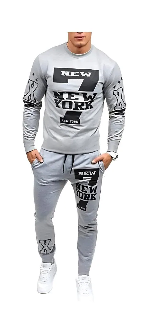 Trendyz Grey Printed Cotton Tracksuit For Men