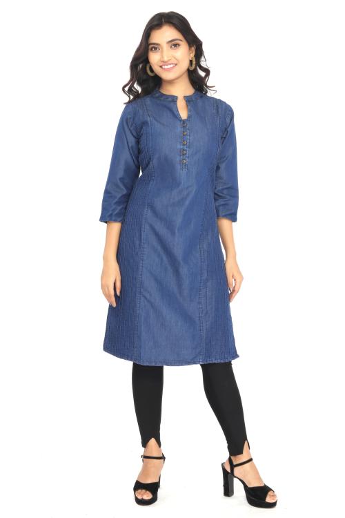 SALWA DENIM KURTI SIDEKALLI DARK L