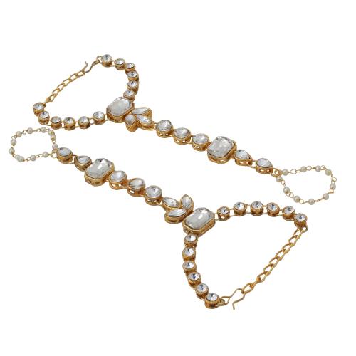 Buy Lucky Jewellery Elegant White Color Gold Plated 1 Pair Finger Ring Bracelet for Girls