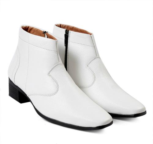 Global Rich Men Zipper Boots (White)