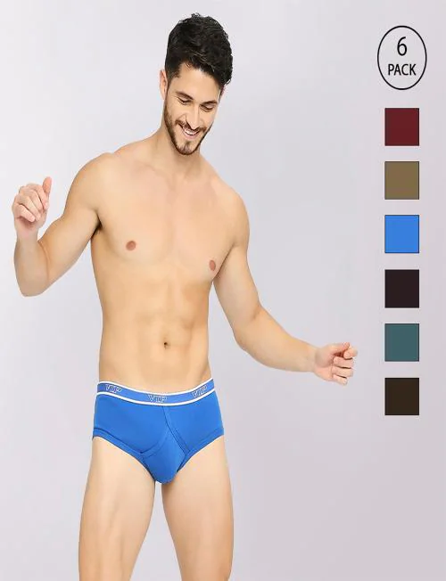 VIP Spector Men Solid Cotton Rib Briefs - Assorted Colors Pack of 6