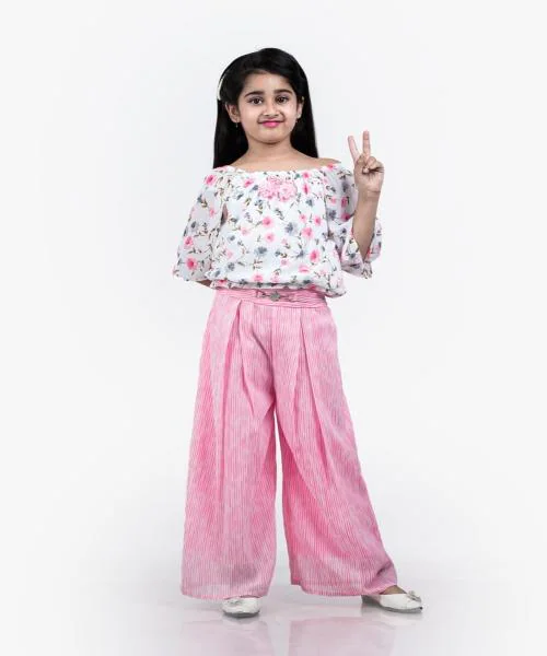 Burbn Girls pink floral top bottom set