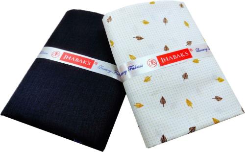 JHABAK'S Yellow Men Printed Cotton Blend Shirt & Trouser Fabric