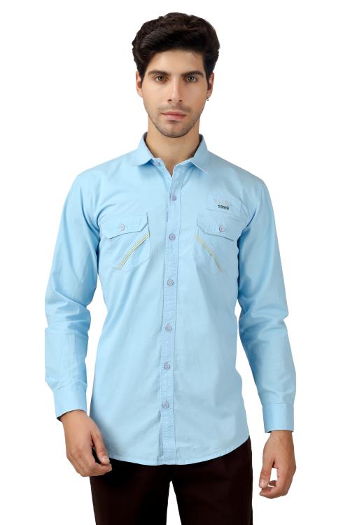 tdi Full Sleeves Formal Slim Fit Sky Blue Shirt with Regular Collar Shirt | 100% Cotton Fabric