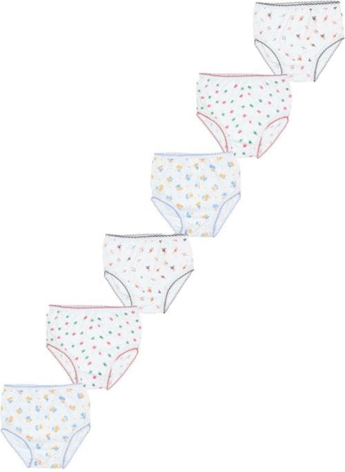 YELLOWDELIGHT Girls White Pure Cotton Pack Of 6 Panties (6-7 Y)