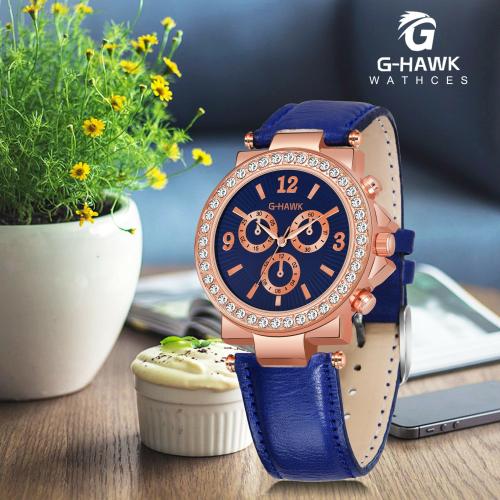 G-HAWK Analog Blue Dial Blue Strap Watch for Girls