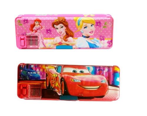 Jellify Pencil Box or Geometry, with Sharpener, Double Sided Stationary Box for Girls & Boys Art Plastic Pencil Box (Random design)