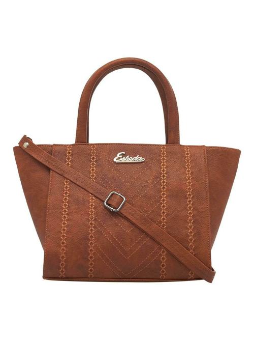 ESBEDA Tan Color Embroidered Pu Synthetic Fabric Handbag For Women