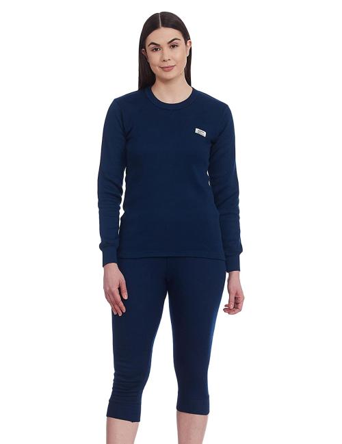 Rupa Thermocot Women Navy Solid Acrylic Blend Thermal Sets