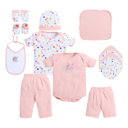 EIO New Born Baby Clothing Gift Set -13 Pieces (Peach)