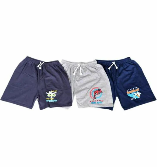 Frang Boy Multicolor Cotton Linen Blend Pack of 3 Short (3-4 Y)
