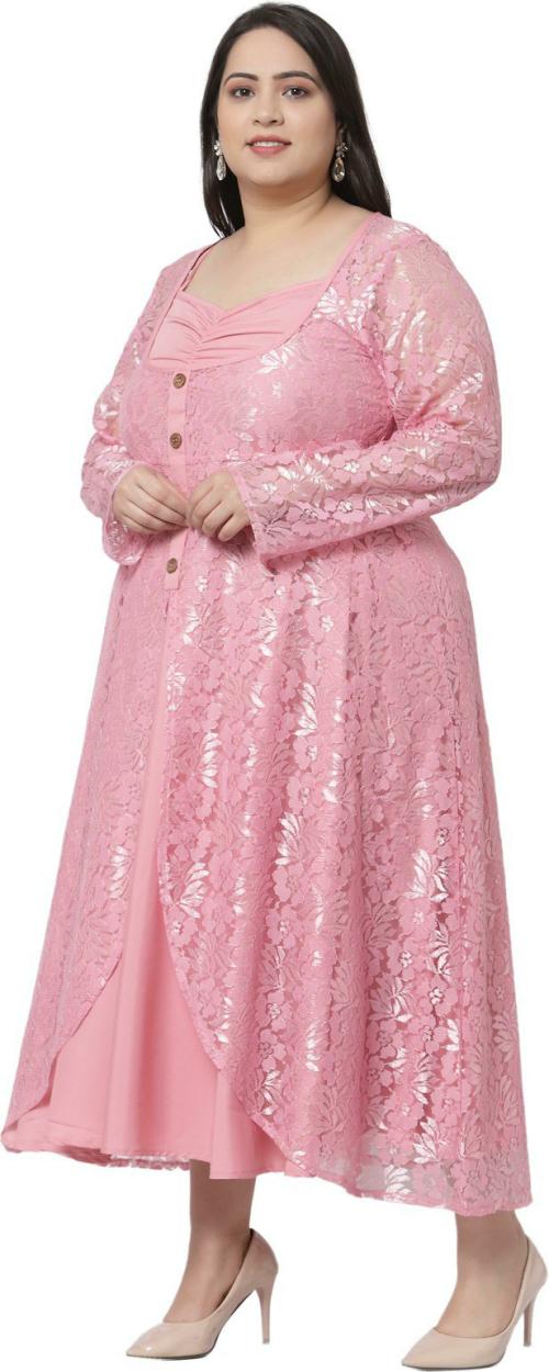 Flambeur Women Pink Crepe Single Dress