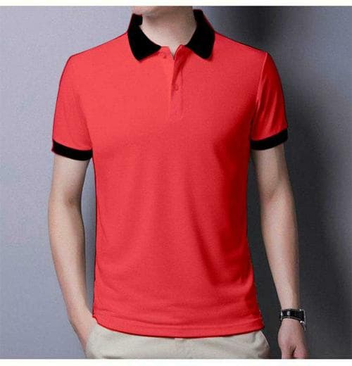 Topluck Blue Men Solid Cotton Blend Polo T-shirt