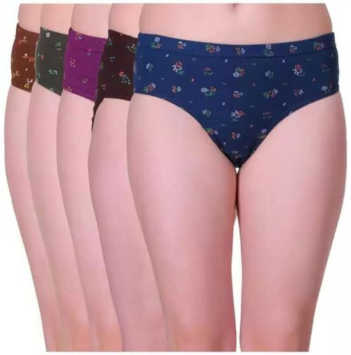 Cavenders Multicolor Printed Cotton Blend Pack of 5 Womens Hipster Panties