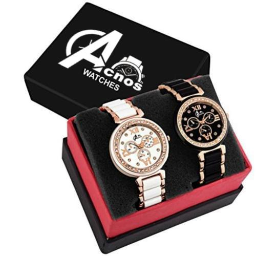 Acnos Analog Multicolor Dial Multicolor Strap Watch For Women - (MIN-WMN-WHTE-BLCK)