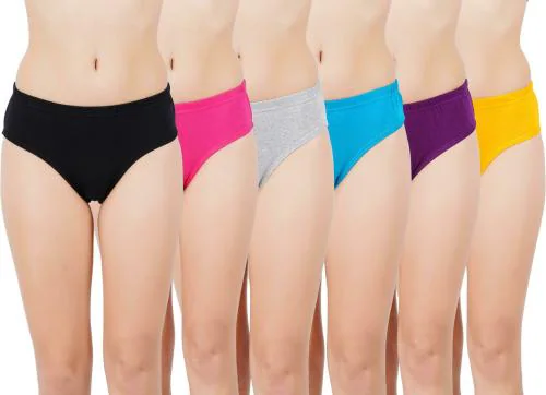 Vaishma Women Multicolor Solid Pure Cotton Pack of 6 Panties