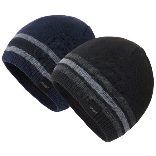 The beged OMECHY Mens Winter Beanie Hat Oversized Warm Knit Fleece Lined Short Beanie Ski Skull Cap (Black+Blue, ONE Size)