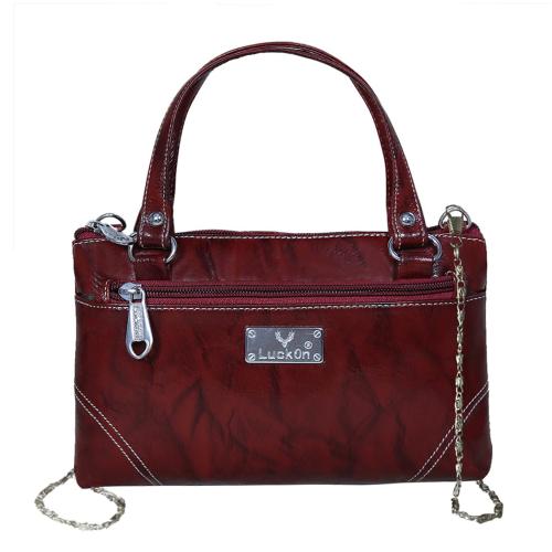 LuckOn Maroon Leather Clutch Bag L25