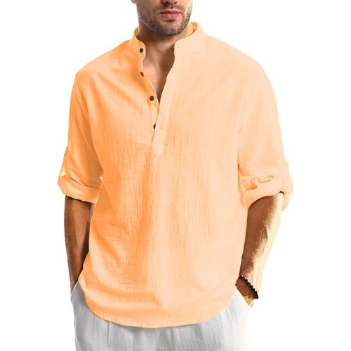 VIDA LOCA Cotton Blend Shirt Style Kurta For Men's (Orange, XXL)