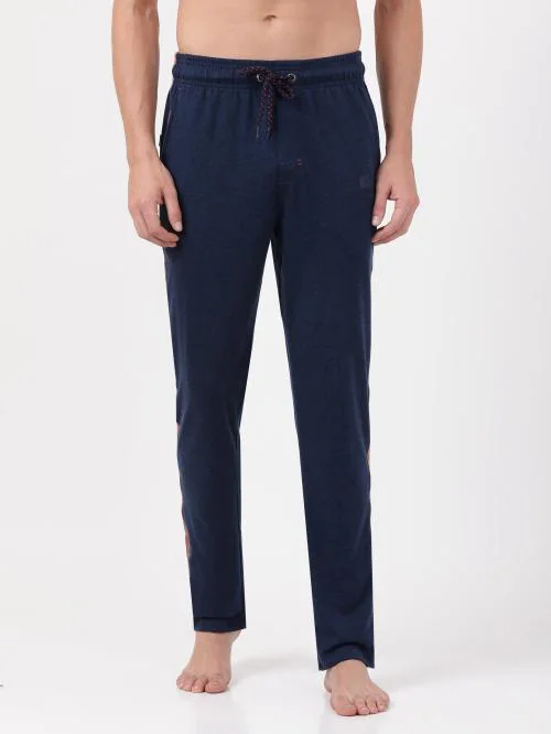 Jockey Style 9501 Men's Super Combed Cotton Rich Slim Fit Trackpants with Side and Back Pockets - Navy Melange