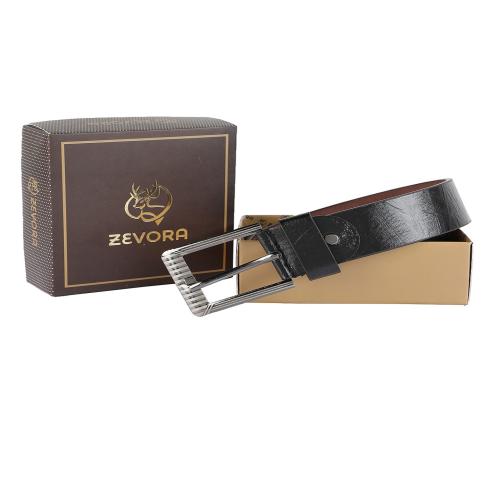 ZEVORA Men Black Textured PU Belt