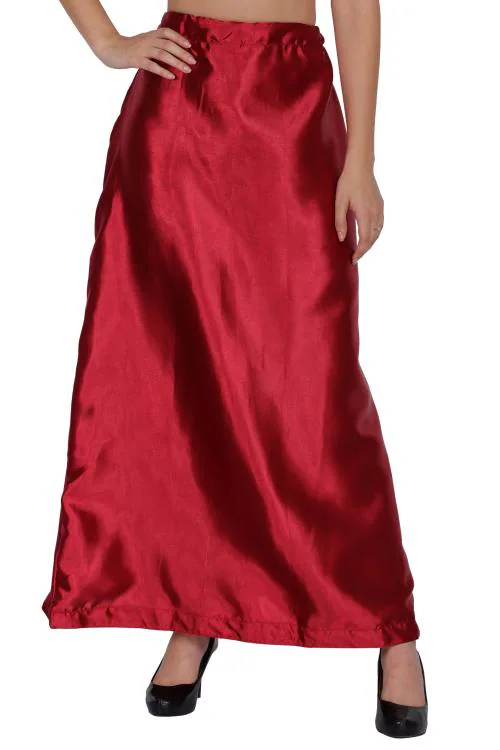 SHIMARI Women Red Solid Satin Blend Single Petticoat
