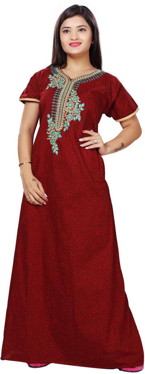 Loody'S Women Maroon Pure Cotton Night Dress (Free Size) Pure Cotton