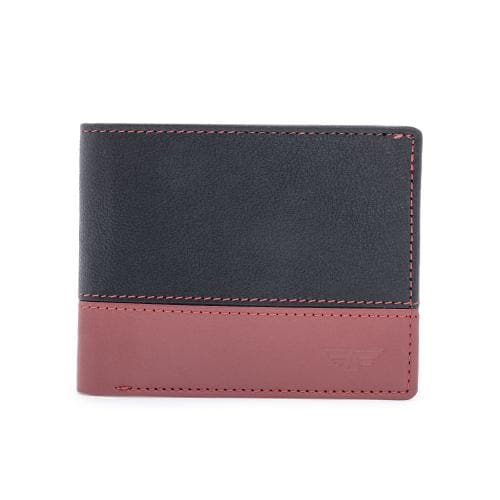 Red Tape Black / Red Leather Two Fold RFID Wallet
